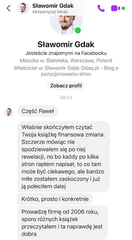 Wiadomość czytelnika Sławomira Gdaka o książce